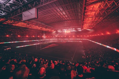 221125 - Wales v New Zealand - Quilter Nations Series - General view of the Stadium light show ahead of the game 