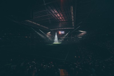 221125 - Wales v New Zealand - Quilter Nations Series - Stadium Pre match light show as the All Blacks perform the Haka