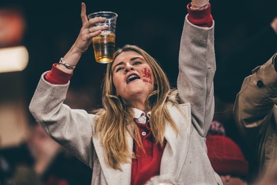 221125 - Wales v New Zealand - Quilter Nations Series - Wales Fans inside the stadium during the game 