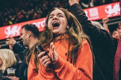 221125 - Wales v New Zealand - Quilter Nations Series - Wales Fans inside the stadium during the game 