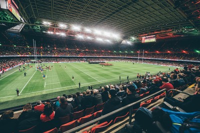 221125 - Wales v New Zealand - Quilter Nations Series - General view of the Stadium light show ahead of the game 