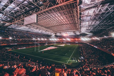 221125 - Wales v New Zealand - Quilter Nations Series - General view of the Stadium light show ahead of the game 