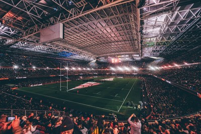 221125 - Wales v New Zealand - Quilter Nations Series - General view of the Stadium light show ahead of the game 