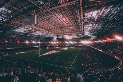 221125 - Wales v New Zealand - Quilter Nations Series - General view of the Stadium light show ahead of the game 