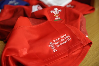 221125 - Wales v New Zealand - Quilter Nations Series - Morgan Morse of Wales jersey before the game