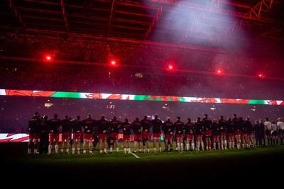 221125 - Wales v New Zealand All Blacks - Quilter Nations Series - Wales sing the anthem