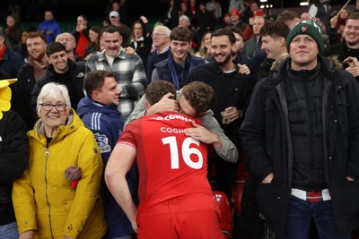221125 - Wales v New Zealand All Blacks - Quilter Nations Series - Brodie Coghlan of Wales with friends and family 