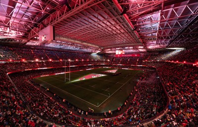 221125 - Wales v New Zealand, Quilter Nations Series - A general view of the Principality Stadium during the pre-match lightshow
