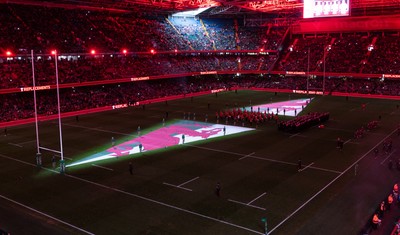 221125 - Wales v New Zealand, Quilter Nations Series - A general view of the Principality Stadium during the pre-match lightshow
