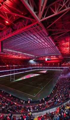 221125 - Wales v New Zealand, Quilter Nations Series - A general view of the Principality Stadium during the pre-match lightshow