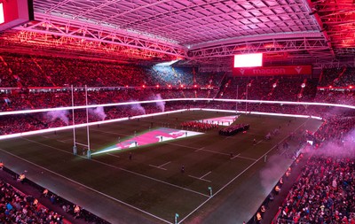 221125 - Wales v New Zealand, Quilter Nations Series - A general view of the Principality Stadium during the pre-match lightshow