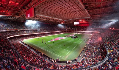 221125 - Wales v New Zealand, Quilter Nations Series - A general view of the Principality Stadium during the pre-match lightshow