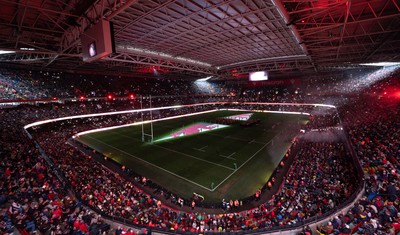 221125 - Wales v New Zealand, Quilter Nations Series - A general view of the Principality Stadium during the pre-match lightshow