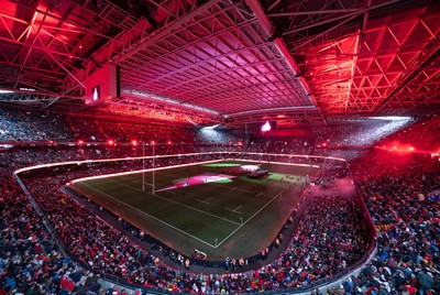 221125 - Wales v New Zealand, Quilter Nations Series - A general view of the Principality Stadium during the pre-match lightshow