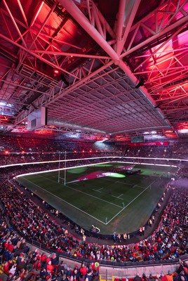 221125 - Wales v New Zealand, Quilter Nations Series - A general view of the Principality Stadium during the pre-match lightshow
