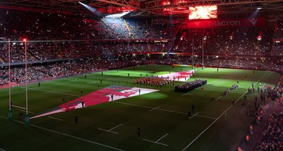 221125 - Wales v New Zealand, Quilter Nations Series - A general view of the Principality Stadium during the pre-match lightshow