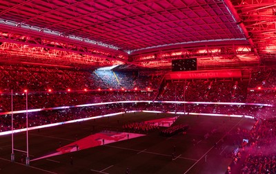 221125 - Wales v New Zealand, Quilter Nations Series - A general view of the Principality Stadium during the pre-match lightshow