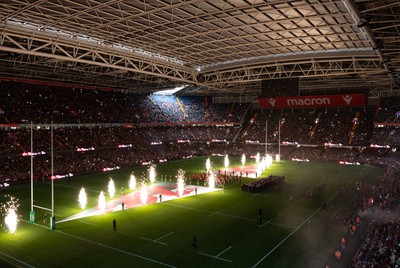 221125 - Wales v New Zealand, Quilter Nations Series - A general view of the Principality Stadium during the pre-match lightshow