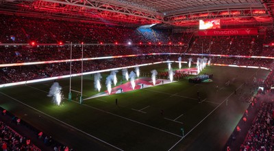 221125 - Wales v New Zealand, Quilter Nations Series - A general view of the Principality Stadium during the pre-match lightshow