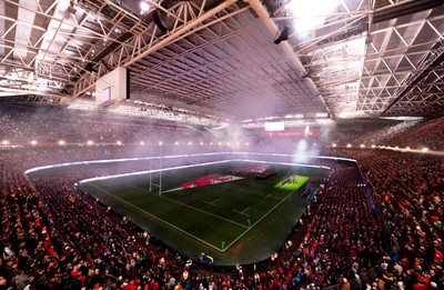 221125 - Wales v New Zealand, Quilter Nations Series - A general view of the Principality Stadium during the anthems