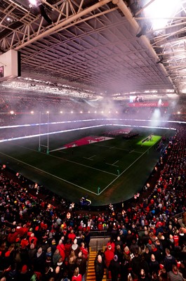 221125 - Wales v New Zealand, Quilter Nations Series - A general view of the Principality Stadium during the anthems