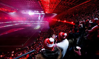 221125 - Wales v New Zealand, Quilter Nations Series - A general view of the Principality Stadium during the anthems