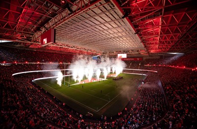221125 - Wales v New Zealand, Quilter Nations Series - A general view of the Principality Stadium during the pre match lightshow