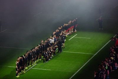 221125 - Wales v New Zealand, Quilter Nations Series - The teams line up for the anthems ahead of the match