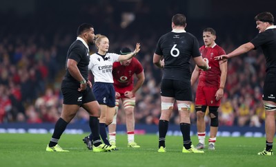 221125 - Wales v New Zealand, Quilter Nations Series -  Referee Hollie Davidson during the match