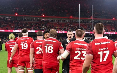221125 - Wales v New Zealand, Quilter Nations Series - Wales players at the end of the match