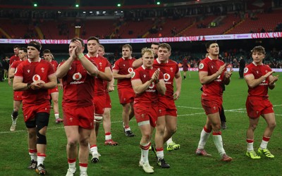 221125 - Wales v New Zealand, Quilter Nations Series - Wales players applaud the fans at the end of the match