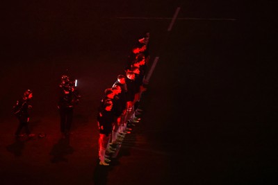 221125 - Wales v New Zealand - Quilter Nations Series - Wales players face the Haka