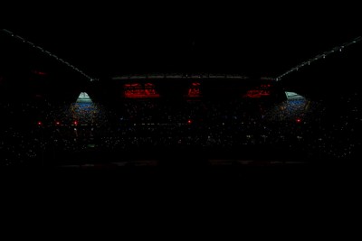 221125 - Wales v New Zealand - Quilter Nations Series - General view inside the stadium of the pre match light show