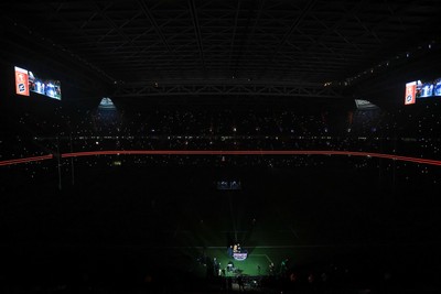 221125 - Wales v New Zealand - Quilter Nations Series - General view inside the stadium of the pre match light show