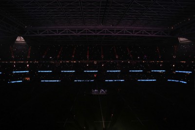 221125 - Wales v New Zealand - Quilter Nations Series - General view inside the stadium of the pre match light show
