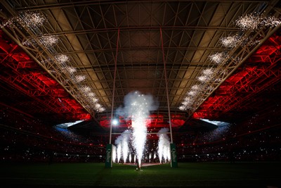 221125 - Wales v New Zealand - Quilter Nations Series - Pre-match fireworks, pyrotechnics and light show