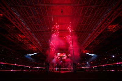221125 - Wales v New Zealand - Quilter Nations Series - Pre-match fireworks, pyrotechnics and light show