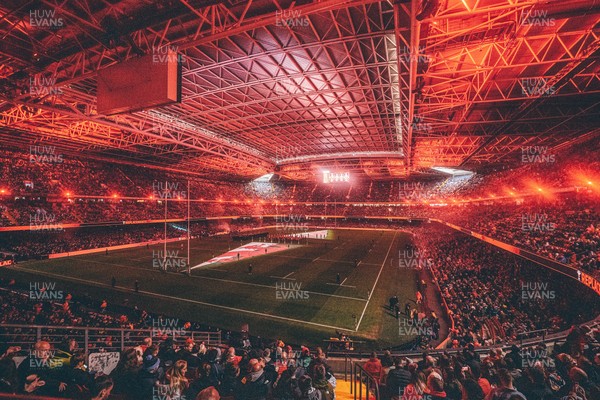 221125 - Wales v New Zealand - Quilter Nations Series - General view of the Stadium light show ahead of the game 