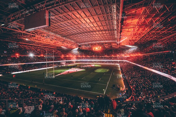 221125 - Wales v New Zealand - Quilter Nations Series - General view of the Stadium light show ahead of the game 