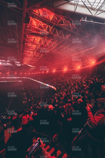 221125 - Wales v New Zealand - Quilter Nations Series - General view of the Stadium light show ahead of the game 