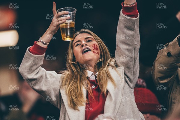 221125 - Wales v New Zealand - Quilter Nations Series - Wales Fans inside the stadium during the game 