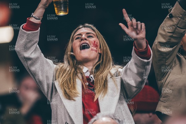 221125 - Wales v New Zealand - Quilter Nations Series - Wales Fans inside the stadium during the game 