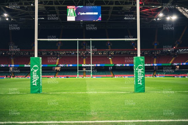 221125 - Wales v New Zealand - Quilter Nations Series - General view of Principality Stadium posts before the game