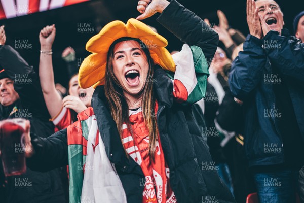 221125 - Wales v New Zealand - Quilter Nations Series - Wales Fans inside the stadium during the game 