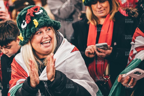 221125 - Wales v New Zealand - Quilter Nations Series - Wales Fans inside the stadium during the game 