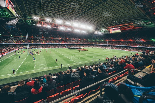 221125 - Wales v New Zealand - Quilter Nations Series - General view of the Stadium light show ahead of the game 