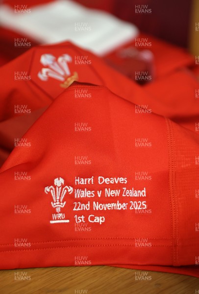 221125 - Wales v New Zealand - Quilter Nations Series - Harri Deaves of Wales jersey before the game