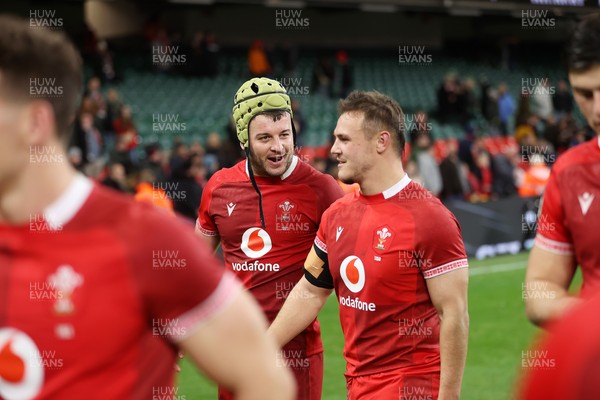 221125 - Wales v New Zealand All Blacks - Quilter Nations Series - Harri Deaves and Jarrod Evans of Wales 