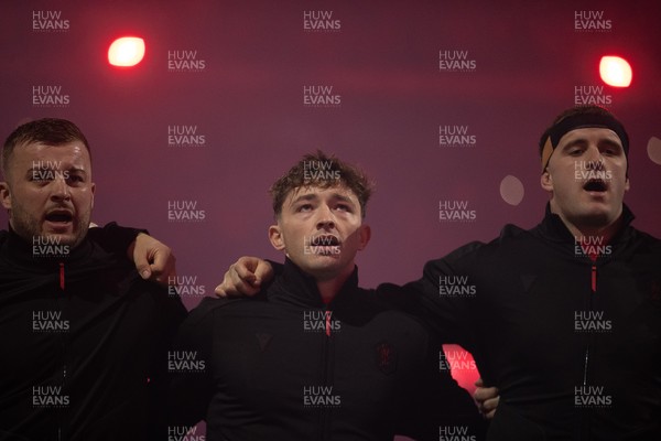 221125 - Wales v New Zealand All Blacks - Quilter Nations Series - Dan Edwards of Wales during the anthem