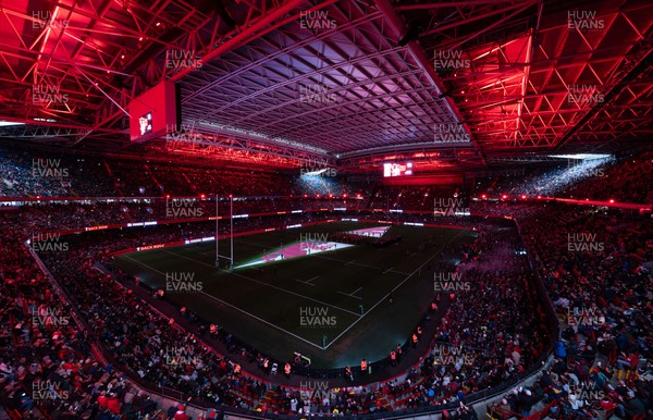221125 - Wales v New Zealand, Quilter Nations Series - A general view of the Principality Stadium during the pre-match lightshow